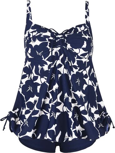 Septangle Women Plus Size Bathing Suits Paisley Print Two Piece Swimsuit Tankini Swimwear in Kuwait