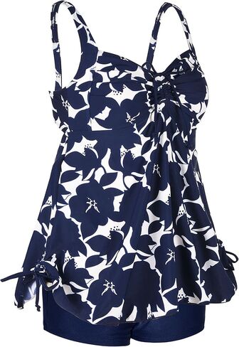 Septangle Women Plus Size Bathing Suits Paisley Print Two Piece Swimsuit Tankini Swimwear in Kuwait