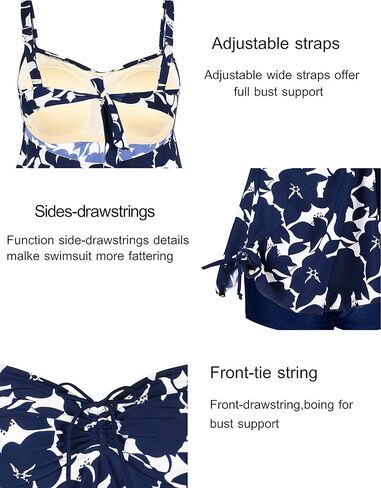 Septangle Women Plus Size Bathing Suits Paisley Print Two Piece Swimsuit Tankini Swimwear in Kuwait