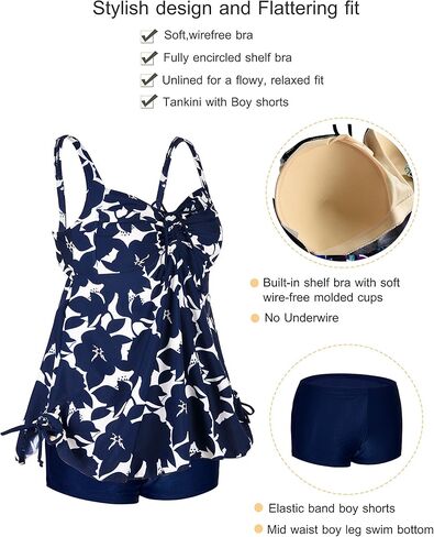 Septangle Women Plus Size Bathing Suits Paisley Print Two Piece Swimsuit Tankini Swimwear in Kuwait