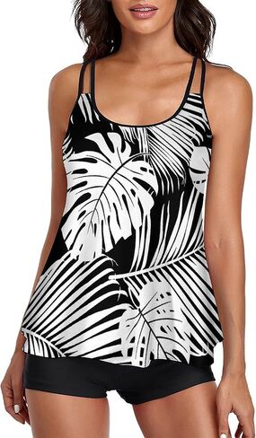 Omichic Women's Loose Bathing Suits Tankini Top with Boyshorts Two Piece Tummy Control Tankinis Bikini Swimsuit in Saudi Arabia