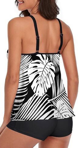 Omichic Women's Loose Bathing Suits Tankini Top with Boyshorts Two Piece Tummy Control Tankinis Bikini Swimsuit in Saudi Arabia