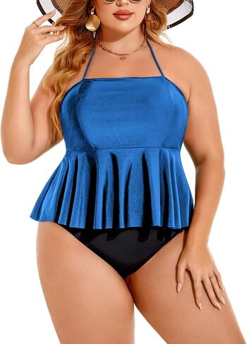 ADOME البطن تحكم Tankini المايوه للنساء 2 قطعة مجموعة ملابس السباحة الأزهار طباعة كشكش الرسن ملابس السباحة S-3XL in Saudi Arabia