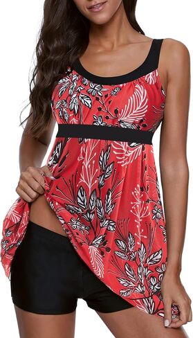 ReachMe Womens Modest Plus Size Tankini Bathing Suits Tummy Control Swim Dress Two Piece Slimming Swimsuits in Kuwait