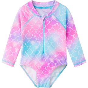 HUAANIUE Baby/Toddler Girl Swimsuit Rashguard Swimwear Long Sleeve One-Piece