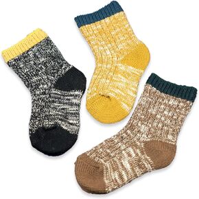 Baby Boys Girls Socks - 3 Pairs Toddler Thick Warm Seamless Chunky Knit Cotton Socks Kid Cotton Crew Socks