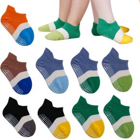 J Poqobog Baby Non-Slip Grip Ankle Socks for Infants Toddlers Boys Little Girls Children with Non Skid Soles in Kuwait