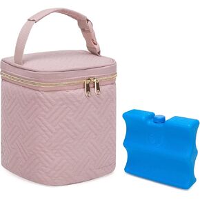 Fasrom Breastmilk Cooler Bag with Ice Pack Fits 4 Large Baby Bottles up to 9 Ounce, Insulated Baby Bottle Bag for Nursing Moms Daycare or Travel, Easily Attaches to Stroller, Black (Patent Design) in Saudi Arabia