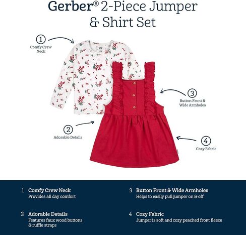 Gerber baby-girls Toddler 2 Piece Overall Dress Set in Saudi Arabia