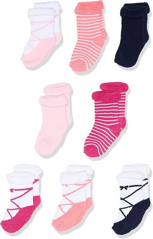 Hudson Baby Unisex Cotton Rich Newborn and Terry Socks, Pink Ballet, 6-12 Months US in Saudi Arabia