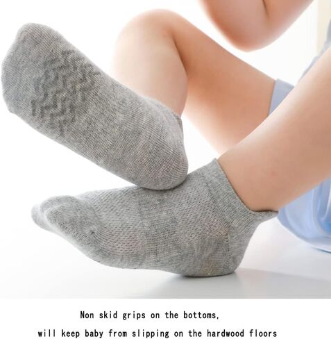 Zumou Toddler Non Slip Socks No Show Anti Skid Ankle With Grips 12 Pairs for Kids Little Girls Boys in Saudi Arabia
