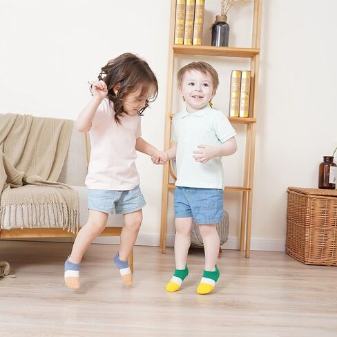 J Poqobog Baby Non-Slip Grip Ankle Socks for Infants Toddlers Boys Little Girls Children with Non Skid Soles in Kuwait