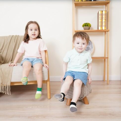 J Poqobog Baby Non-Slip Grip Ankle Socks for Infants Toddlers Boys Little Girls Children with Non Skid Soles in Kuwait