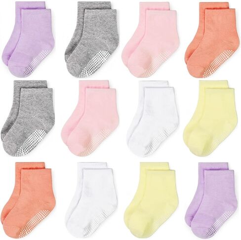 GRPSKCOS Baby Socks Non Slip 12 Pairs Toddler Anti Skid Socks for 0-7 Years Infants Little Kids Boys Girls in Saudi Arabia