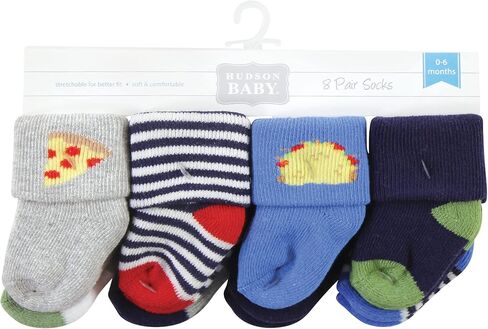 Hudson Baby Unisex Baby Cotton Rich Newborn and Terry Socks, Snacks, 0-6 Months in Saudi Arabia