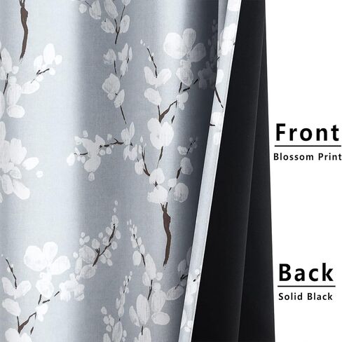 FMFUNCTEX ستائر باب زجاجية منزلقة باللون الرمادي والأبيض لغرفة النوم 100% ستائر تعتيم كاملة لغرفة المعيشة البلد طباعة الأزهار ستائر نافذة واسعة للغاية 100 بوصة عرض × 84 لتر قطعة واحدة in Kuwait