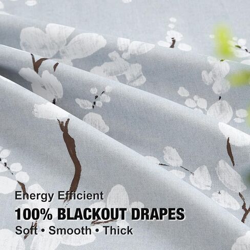 FMFUNCTEX ستائر باب زجاجية منزلقة باللون الرمادي والأبيض لغرفة النوم 100% ستائر تعتيم كاملة لغرفة المعيشة البلد طباعة الأزهار ستائر نافذة واسعة للغاية 100 بوصة عرض × 84 لتر قطعة واحدة in Kuwait