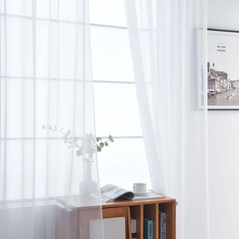 SpaceDresser Basic Rod Pocket Sheer Voile Window Curtain 2 Panels 38 Inches Width 45 Inches Long for Kitchen Bedroom Children Living Room Yard in Saudi Arabia
