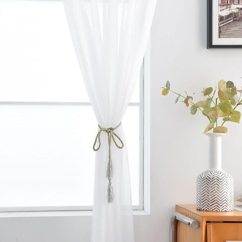 SpaceDresser Basic Rod Pocket Sheer Voile Window Curtain 2 Panels 38 Inches Width 45 Inches Long for Kitchen Bedroom Children Living Room Yard in Saudi Arabia