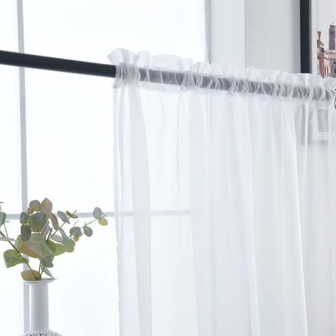 SpaceDresser Basic Rod Pocket Sheer Voile Window Curtain 2 Panels 38 Inches Width 45 Inches Long for Kitchen Bedroom Children Living Room Yard in Saudi Arabia