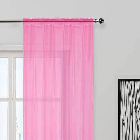 SpaceDresser Basic Rod Pocket Sheer Voile Window Curtain 2 Panels 38 Inches Width 45 Inches Long for Kitchen Bedroom Children Living Room Yard in Kuwait