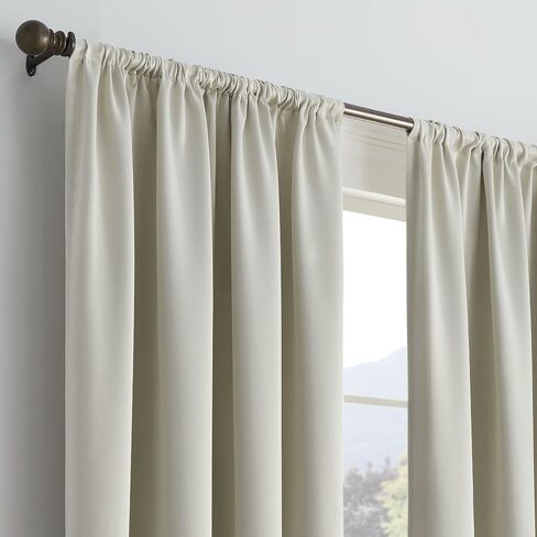 Eclipse Solid Thermapanel Modern Room Darkening Rod Pocket Window Curtain for Bedroom (1 Panel), 54 in x 63 in, Stone in Saudi Arabia