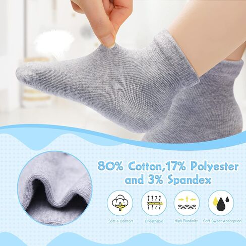 Toddler Non Slip Grip Crew Socks for 1-7 Years Baby Kids Boys Girls | Grip Cotton Socks 12 Pack Multi Colors for 1-3T/3-5T/5-7 Years Unisex in Saudi Arabia