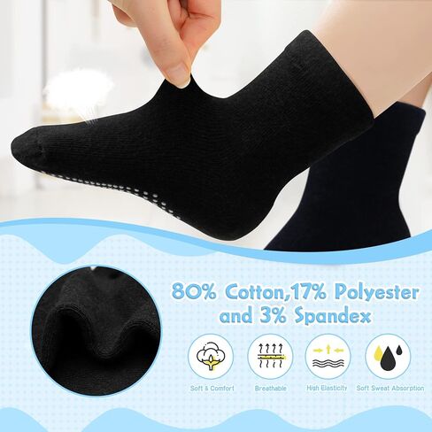 Toddler Non Slip Grip Crew Socks for 1-7 Years Baby Kids Boys Girls | Grip Cotton Socks 12 Pack Multi Colors for 1-3T/3-5T/5-7 Years Unisex in Saudi Arabia
