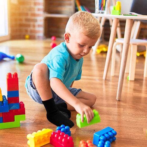 Toddler Non Slip Grip Crew Socks for 1-7 Years Baby Kids Boys Girls | Grip Cotton Socks 12 Pack Multi Colors for 1-3T/3-5T/5-7 Years Unisex in Saudi Arabia