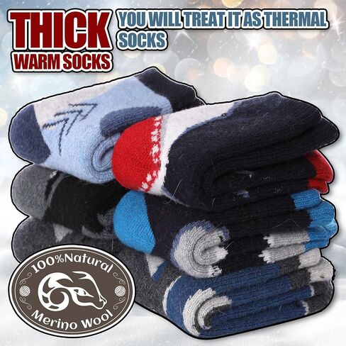 Kids Merino Wool Hiking Socks for Boys Girls Toddlers Thermal Winter Warm Thick Crew Boot Snowboarding Gift Socks in Saudi Arabia