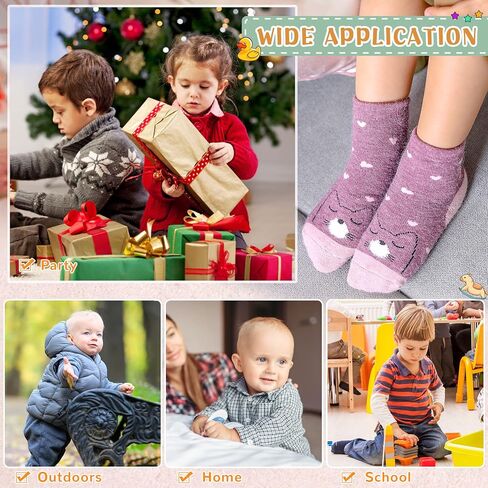 Eocom 6 Pairs Baby Boys Girls Wool Socks Infant Toddlers Kids Unisex Winter Thick Soft Warm Thermal Crew Socks in Saudi Arabia