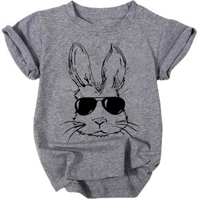 Easter Bunny Sunglasses Shirt Toddler Boys Girls Happy Easter T-Shirt Kids Cute Bunny Rabbit Graphic Tees Tops in Saudi Arabia
