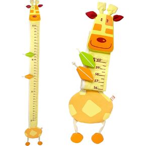 Wood and Fabric Wall Growth Chart, Height Measurement, Scale, Ruler for Kids (Giraffe)