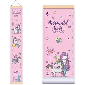 Height Growth Chart for Kids Unicorn Mermaid - Baby Measuring Canvas Ruler. Nursery Hanging Wall Decor for Girls, Perfect Baby Shower Newborn Gift, Size in Foot Inches Centimeters (79"x7.9). in Saudi Arabia