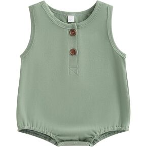 Emmababy Summer Romper Baby Boy Sleeveless Bubble Onesie Solid Color Oversized T-Shirt Infant Bodysuit Unisex Newborn Outfit