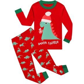 DDSOL Toddler Boys Girls Christmas Pajamas Dinosaur Jammies Santa Claus Kids Cotton Sleepwear Set