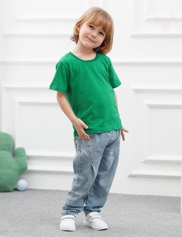 COSLAND Boys' 100% Cotton Heavyweight Short Sleeve Crewneck T Shirt in Saudi Arabia