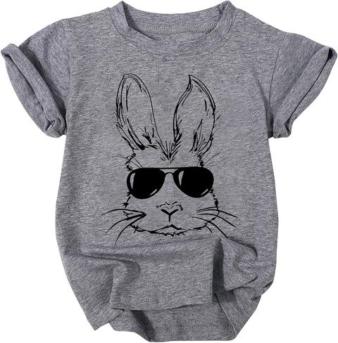 Easter Bunny Sunglasses Shirt Toddler Boys Girls Happy Easter T-Shirt Kids Cute Bunny Rabbit Graphic Tees Tops in Kuwait
