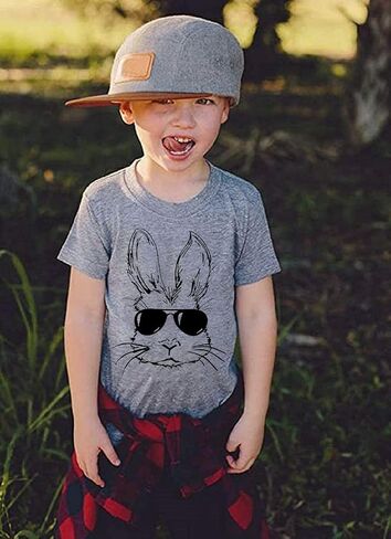 Easter Bunny Sunglasses Shirt Toddler Boys Girls Happy Easter T-Shirt Kids Cute Bunny Rabbit Graphic Tees Tops in Kuwait