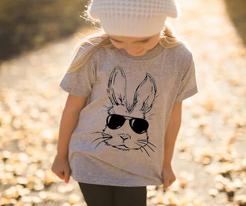 Easter Bunny Sunglasses Shirt Toddler Boys Girls Happy Easter T-Shirt Kids Cute Bunny Rabbit Graphic Tees Tops in Kuwait