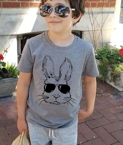 Easter Bunny Sunglasses Shirt Toddler Boys Girls Happy Easter T-Shirt Kids Cute Bunny Rabbit Graphic Tees Tops in Kuwait