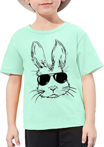 Easter Bunny Sunglasses Shirt Toddler Boys Girls Happy Easter T-Shirt Kids Cute Bunny Rabbit Graphic Tees Tops in Saudi Arabia