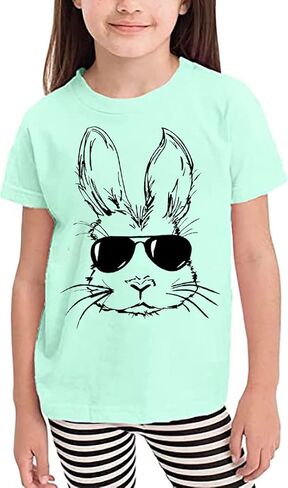 Easter Bunny Sunglasses Shirt Toddler Boys Girls Happy Easter T-Shirt Kids Cute Bunny Rabbit Graphic Tees Tops in Saudi Arabia