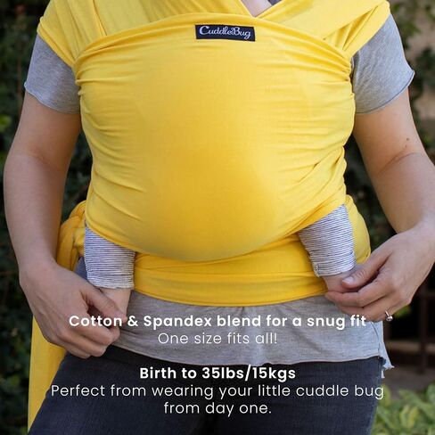 Cuddlebug Baby Wrap Carrier, Soft Stretchy Newborn Sling, 7-35 lbs, Black | Breathable Fabric, Hands-Free Baby Wearing Wrap, Hip-Healthy support with Gentle Stretch that hugs from day one. in Saudi Arabia