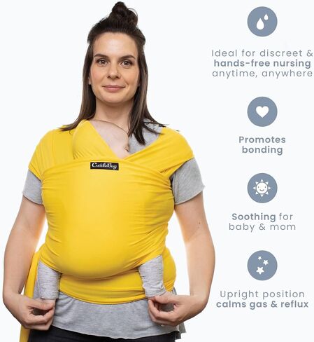 Cuddlebug Baby Wrap Carrier, Soft Stretchy Newborn Sling, 7-35 lbs, Black | Breathable Fabric, Hands-Free Baby Wearing Wrap, Hip-Healthy support with Gentle Stretch that hugs from day one. in Saudi Arabia