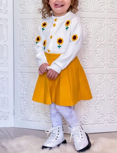 Toddler Baby Girls Fall Outfits Long Sleeve Knitted Sweater Tops Pleated Mini Skirt Set Autumn Winter Clothes Set in Saudi Arabia