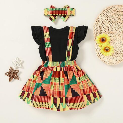YOUNGER TREE Infant Toddler Baby Girl Summer Outfit Sunflower Strap Sets Sleeveless Romper Suspender Skirt 3pcs Clothing Sets in Saudi Arabia