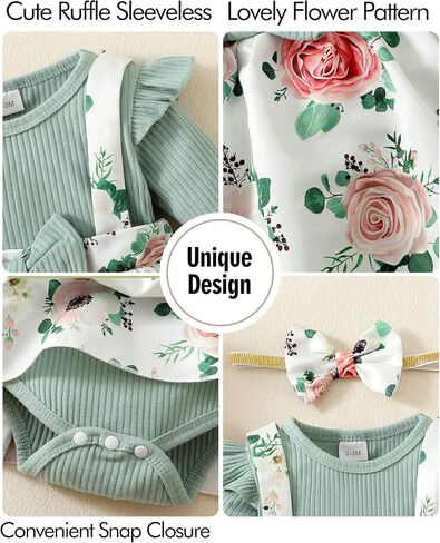 Baby Girl Winter Clothes Toddler Girl Spring Outfit Long Sleeve Ruffle Romper Suspender Skirt Headband Set in Saudi Arabia
