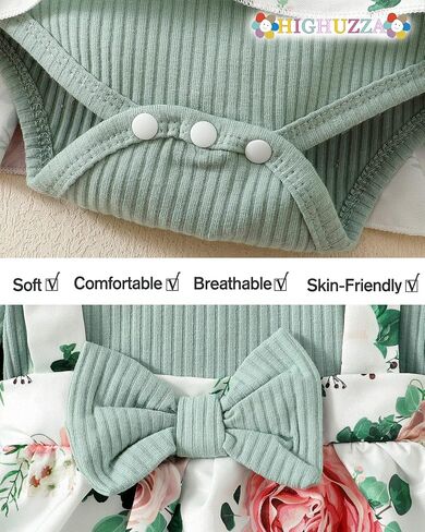 Baby Girl Winter Clothes Toddler Girl Spring Outfit Long Sleeve Ruffle Romper Suspender Skirt Headband Set in Saudi Arabia