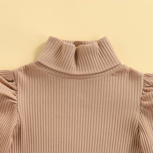 Toddler Baby Girl Clothes Set Long Sleeve Turtleneck Ribbed Knit Sweater Tops Pleated Skirt Spring Fall Skirt Set 2Pcs in Kuwait